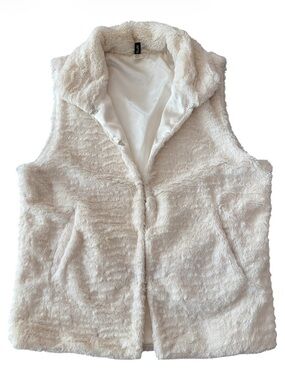 Apt 9 Cream White Faux Fur Sleeveless Vest Jacket Size M